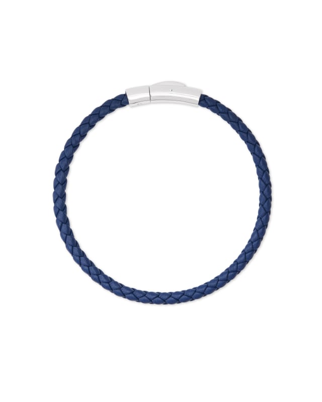 Evans Sterling Silver Corded Bracelet in Blue Leather image number 0.0